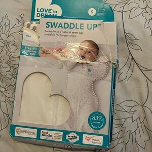 Love to Dream Swaddle Up in White with Blue Accents